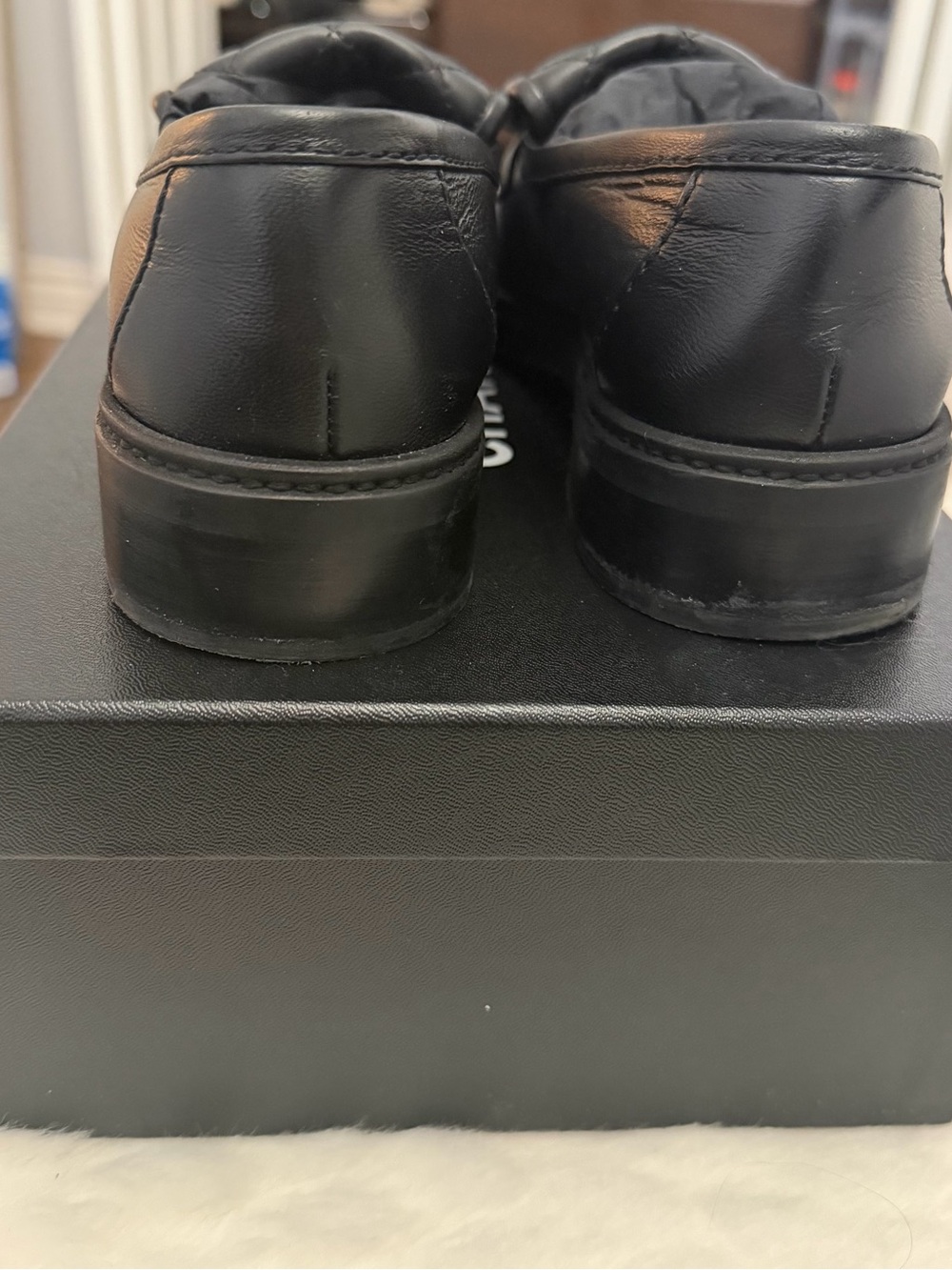 CHANEL Black Quilted Leather Loafers with Gold CC - Picture 5 of 7